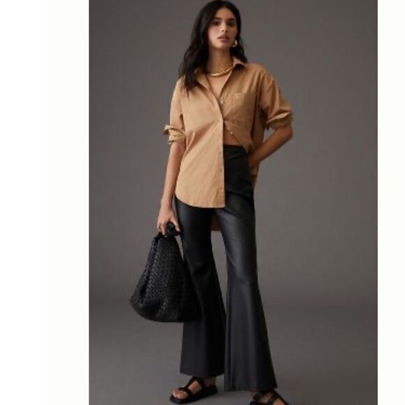 NWT Anthropologie Hutch FAUX LEATHER PANTS Black Size 10 - Picture 2 of 15